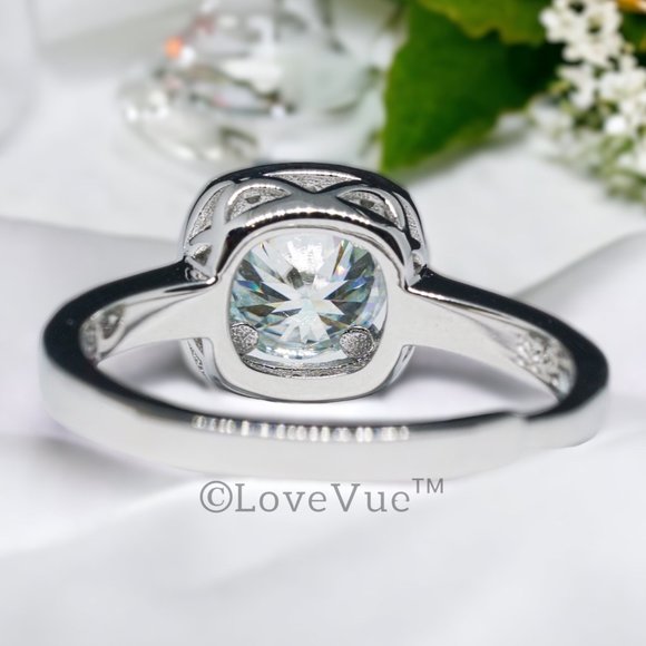 Certified 1ct. t.w. Diamond Halo Square Frame Engagement Wedding Ring - Picture 3 of 15